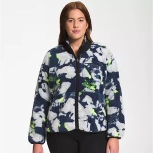 NWT The North Face women’s plus extreme pile full-zip jacket 2X navy green gray